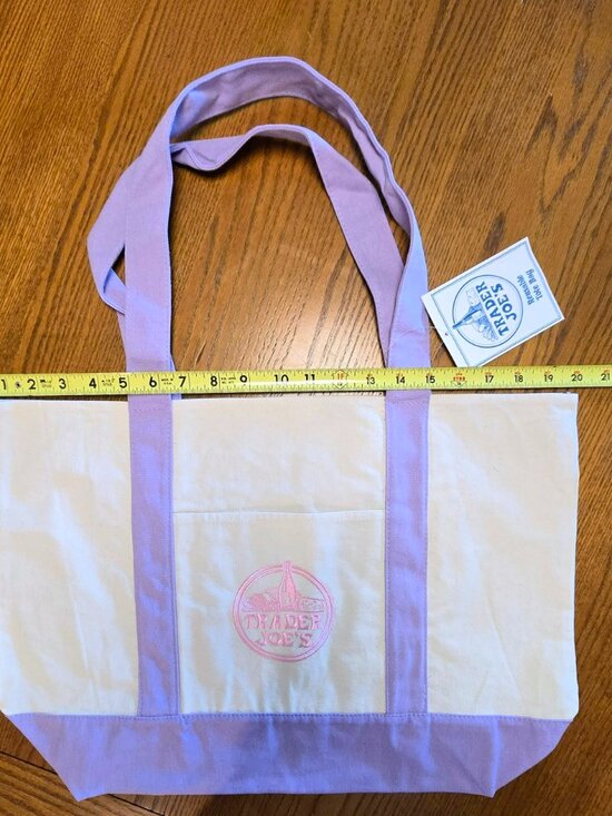 Trader Joe’s Canvas Large Purple Shopping Bag Limited Tote Lavender New W/Tags - Picture 4 of 4